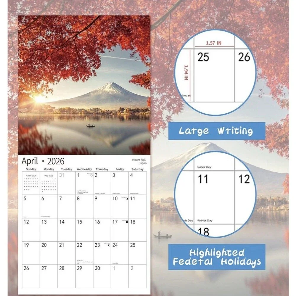 Windrio Wall Calendar 2026 Exotic Destinations World Travel Series 14 Month NEW